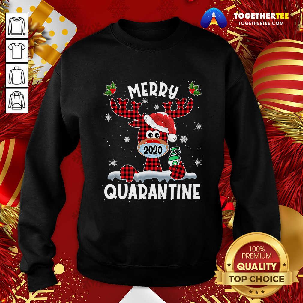 Funny Merry Quarantine Christmas 2020 Reindeer Mask Family Pajamas Shirt