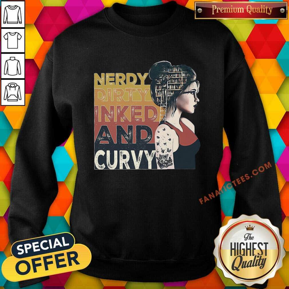 Funny Nerdy Dirty Inked And Curvy Book Girl Vintage Shirt