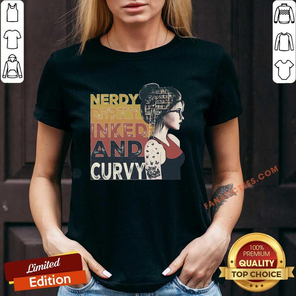 Funny Nerdy Dirty Inked And Curvy Book Girl Vintage Shirt