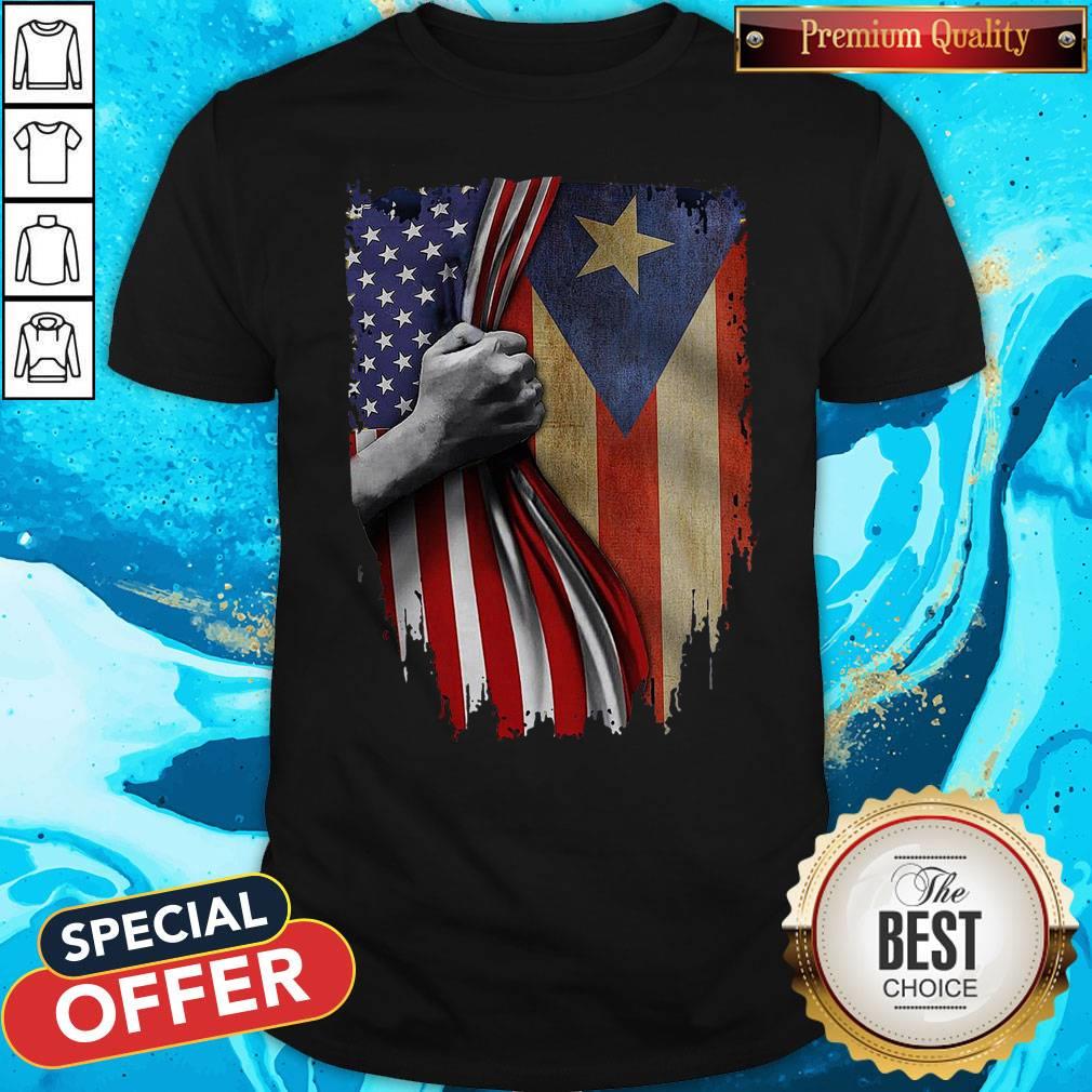 Funny Puerto Rico American Flag Shirt