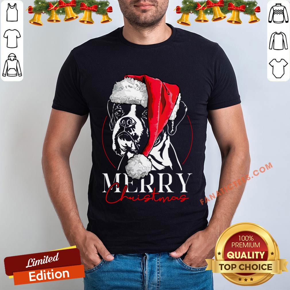 Funny Santa Boxer Dog Merry Christmas Dog T-Shirt