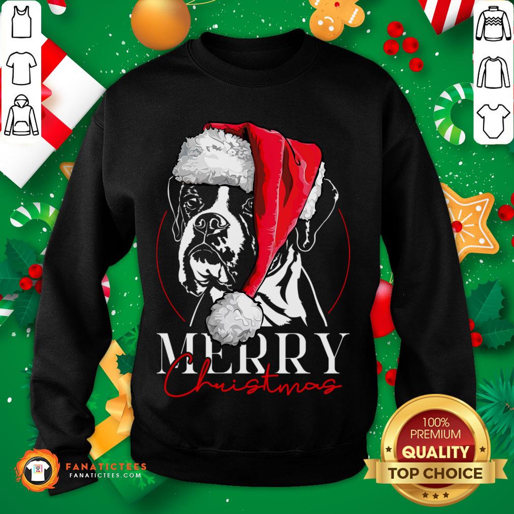 Funny Santa Boxer Dog Merry Christmas Dog T-Shirt