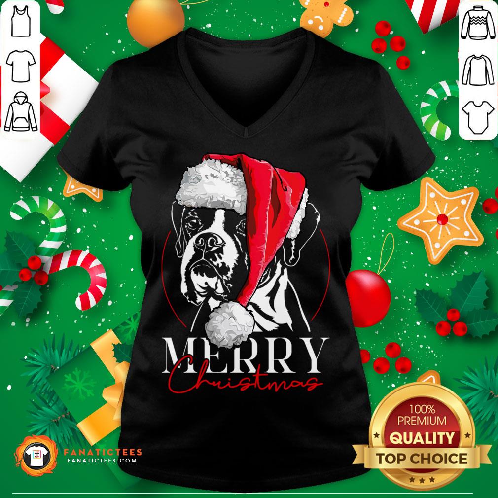 Funny Santa Boxer Dog Merry Christmas Dog T-Shirt