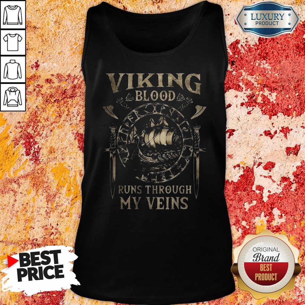 Funny Valknut Viking Blood Runs Through My Veins Shirt