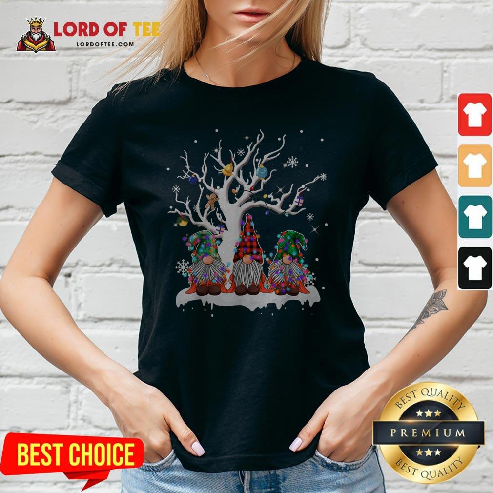 Gnome Buffalo Plaid Christmas Tree Light Ugly Santa Hat Shirt