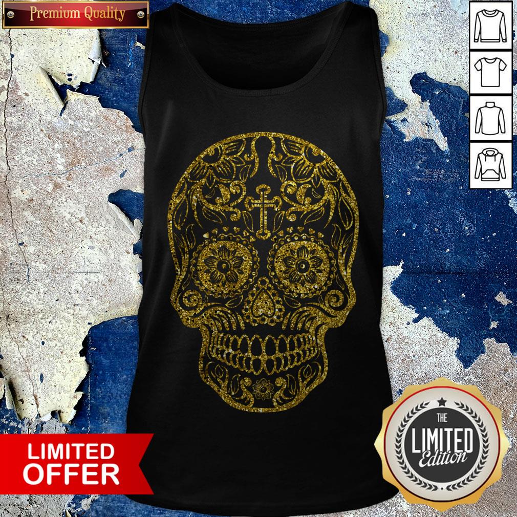Golden Sugar Skull Dia De Muertos Day Of Dead Shirt