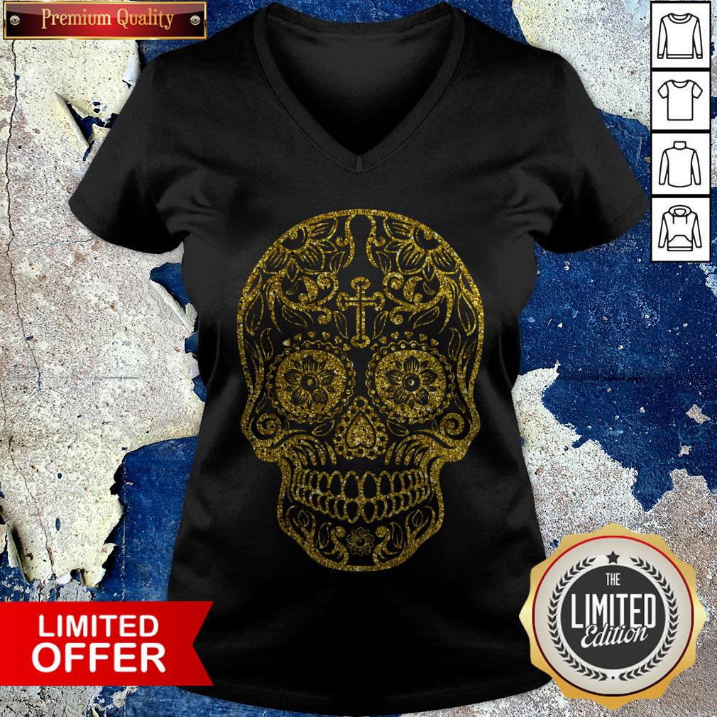 Golden Sugar Skull Dia De Muertos Day Of Dead Shirt