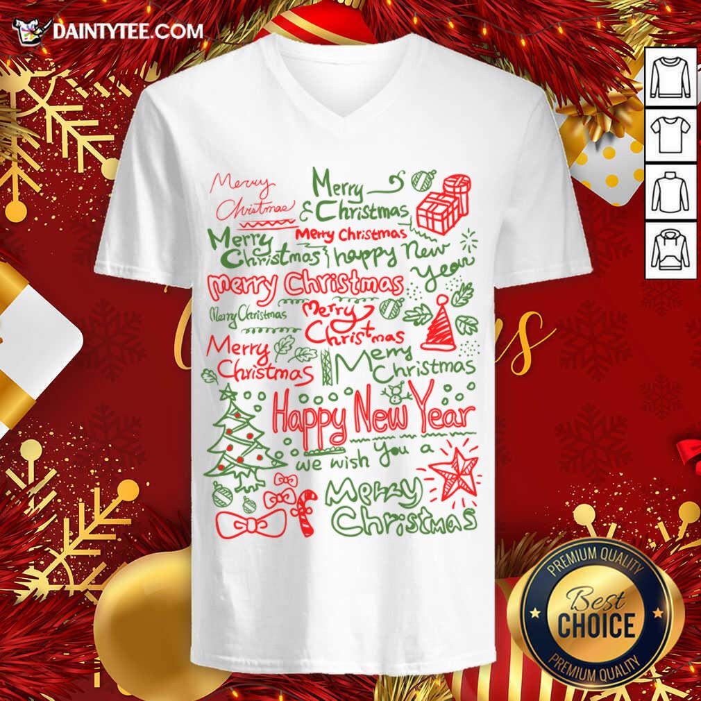 Good Merry Christmas Happy New Year Text Art Shirt