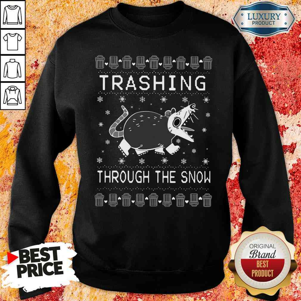 Good Opossum Trashing Through The Snow Ugly Christmas Shirt