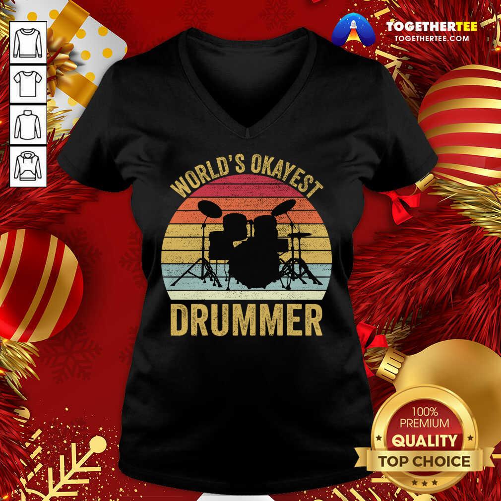 Good World's Okayest Drummer Retro Vintage T-Shirt