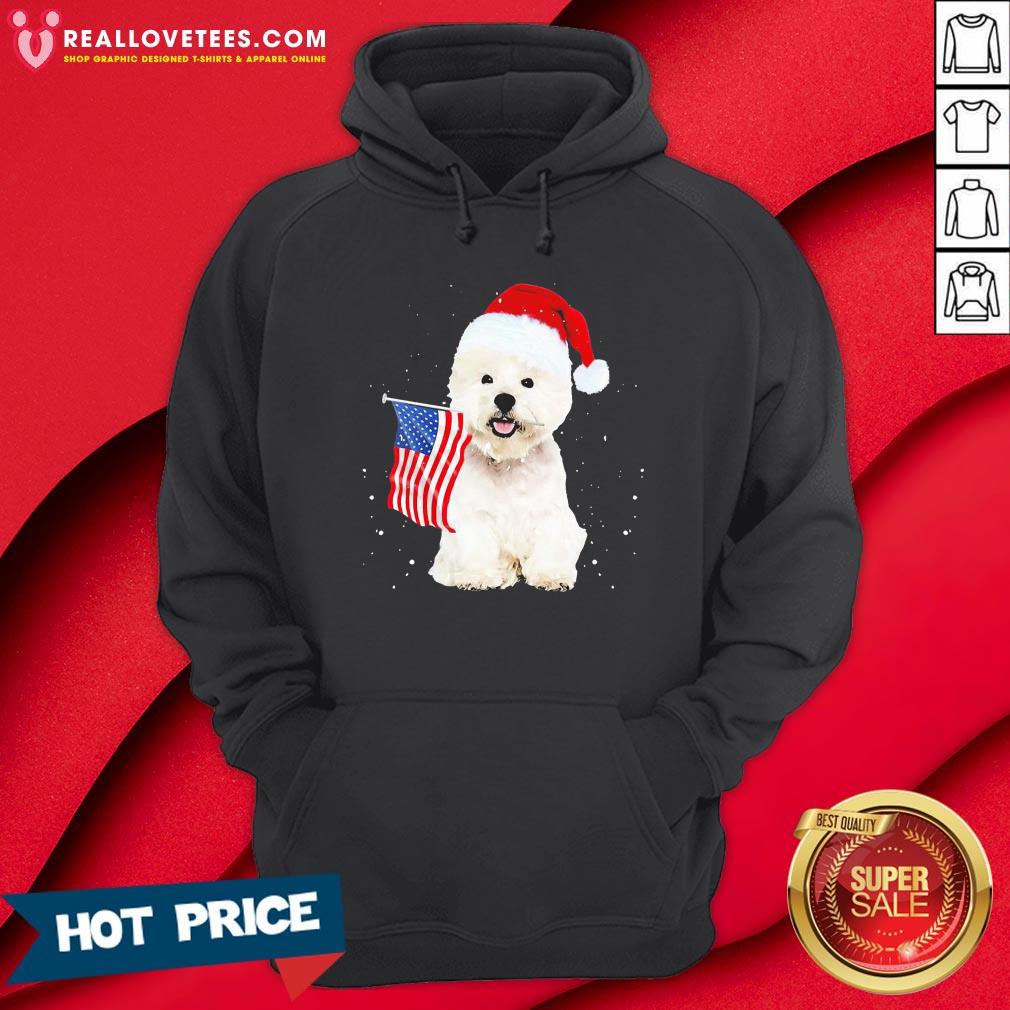 Great Poodle Santa American flag Happy Christmas Shirt
