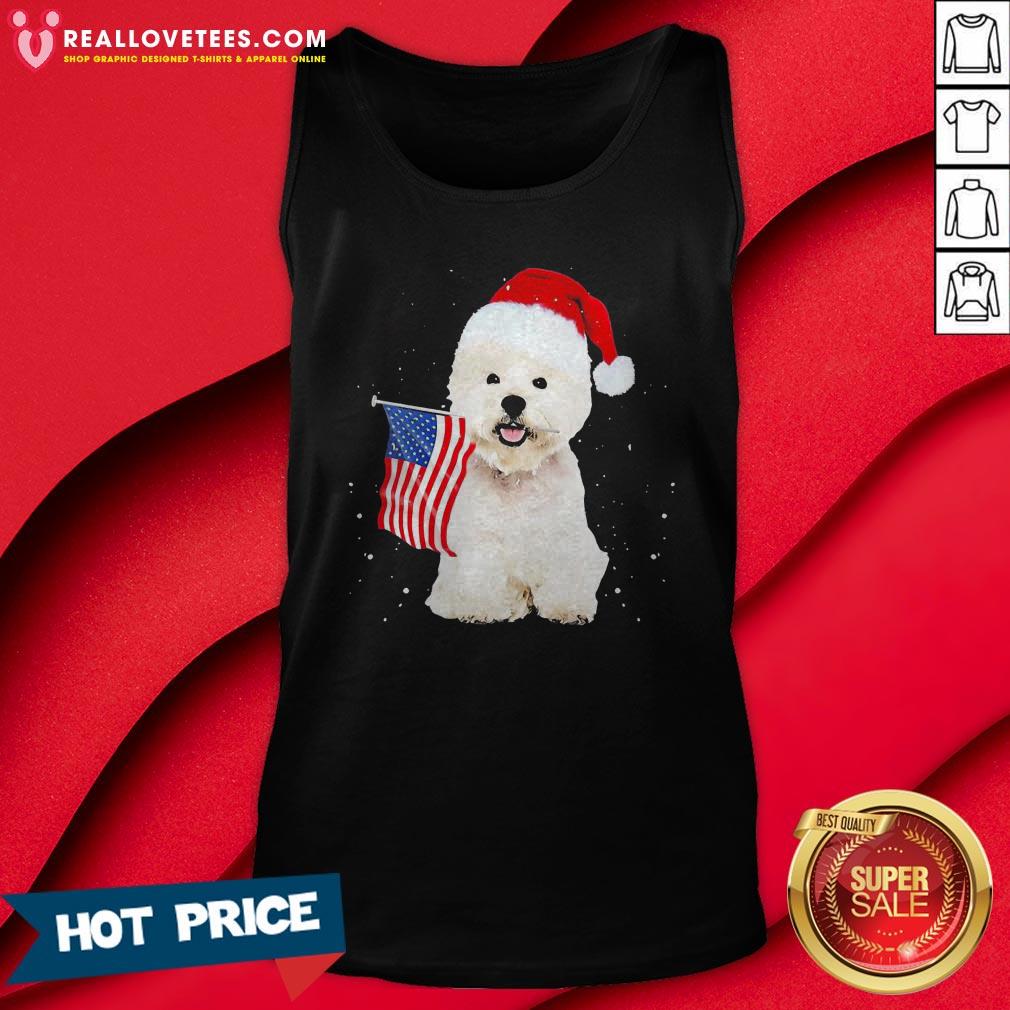 Great Poodle Santa American flag Happy Christmas Shirt