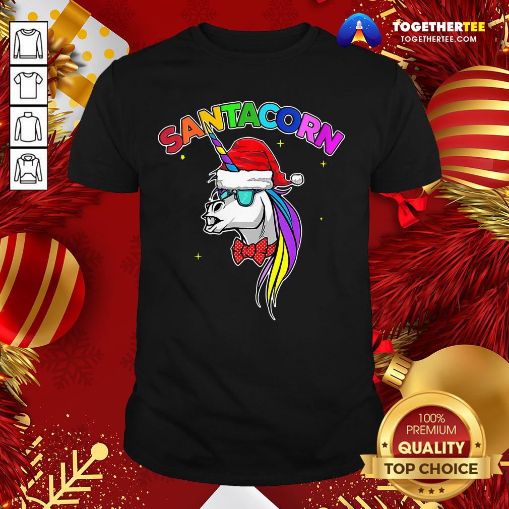 Great Santacorn Unicorn Santa Hat Christmas Shirt