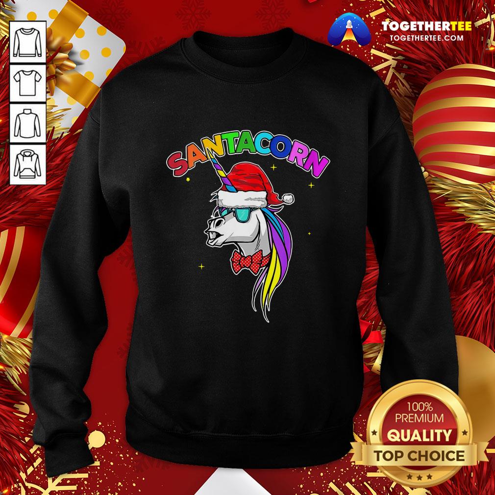 Great Santacorn Unicorn Santa Hat Christmas Shirt