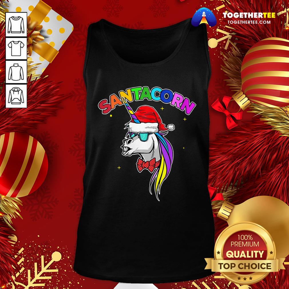 Great Santacorn Unicorn Santa Hat Christmas Shirt