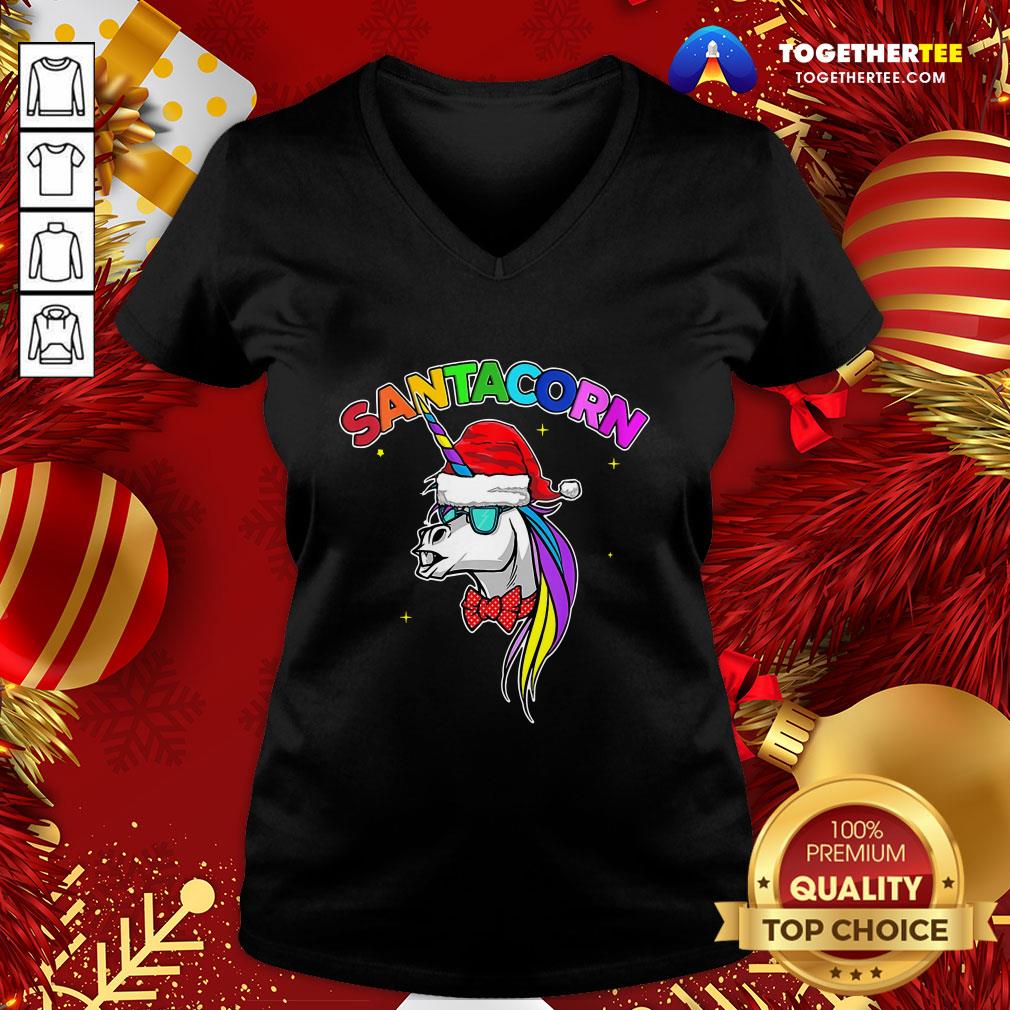 Great Santacorn Unicorn Santa Hat Christmas Shirt