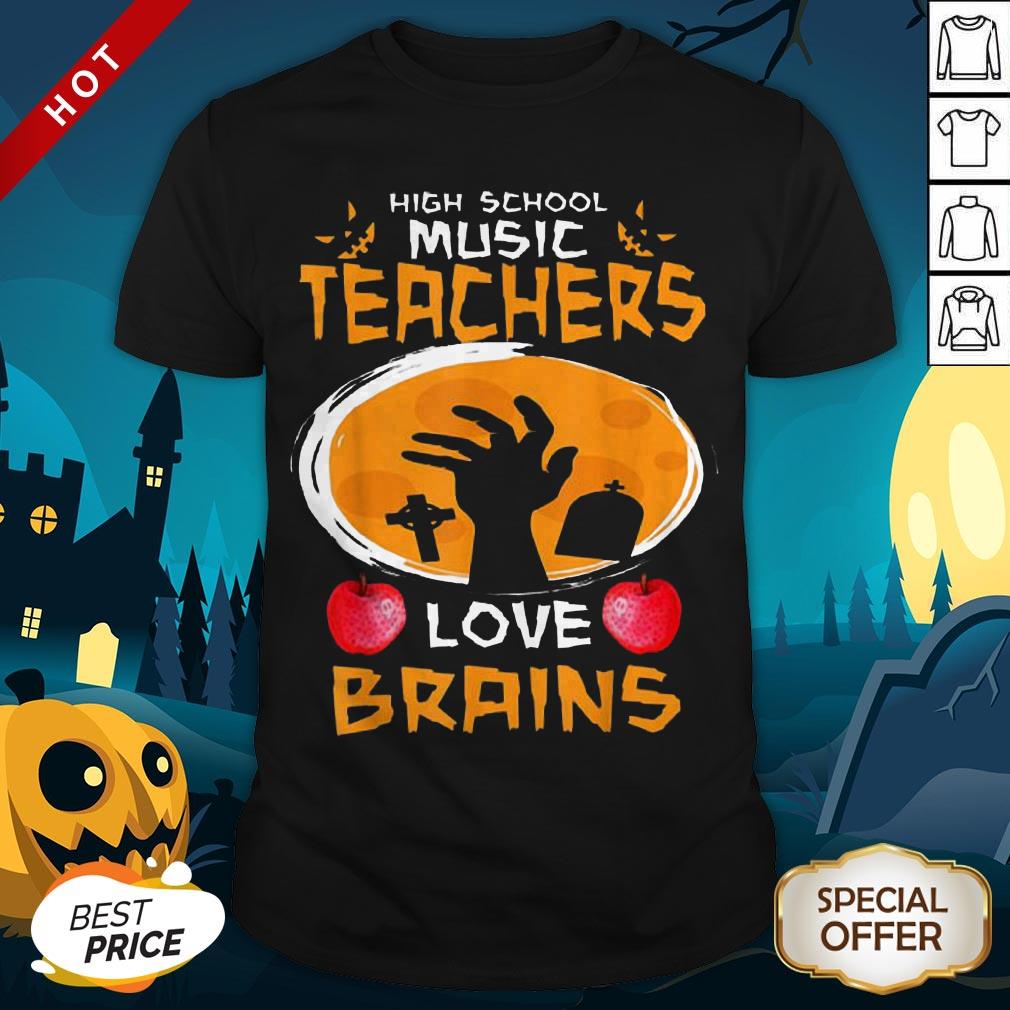 Halloween High School Science Teachers Love Brains Apple Shirt