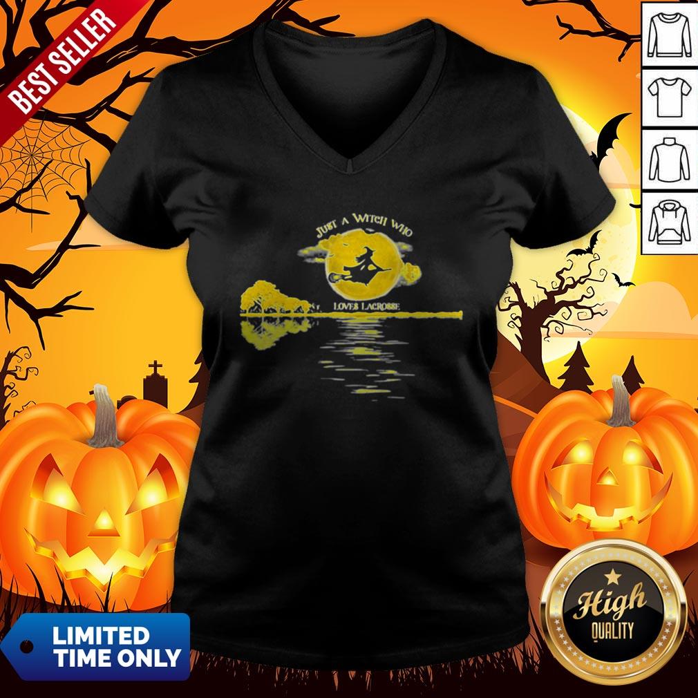 Halloween Just A Witch Who Loves Lacrosse Moon Shirt