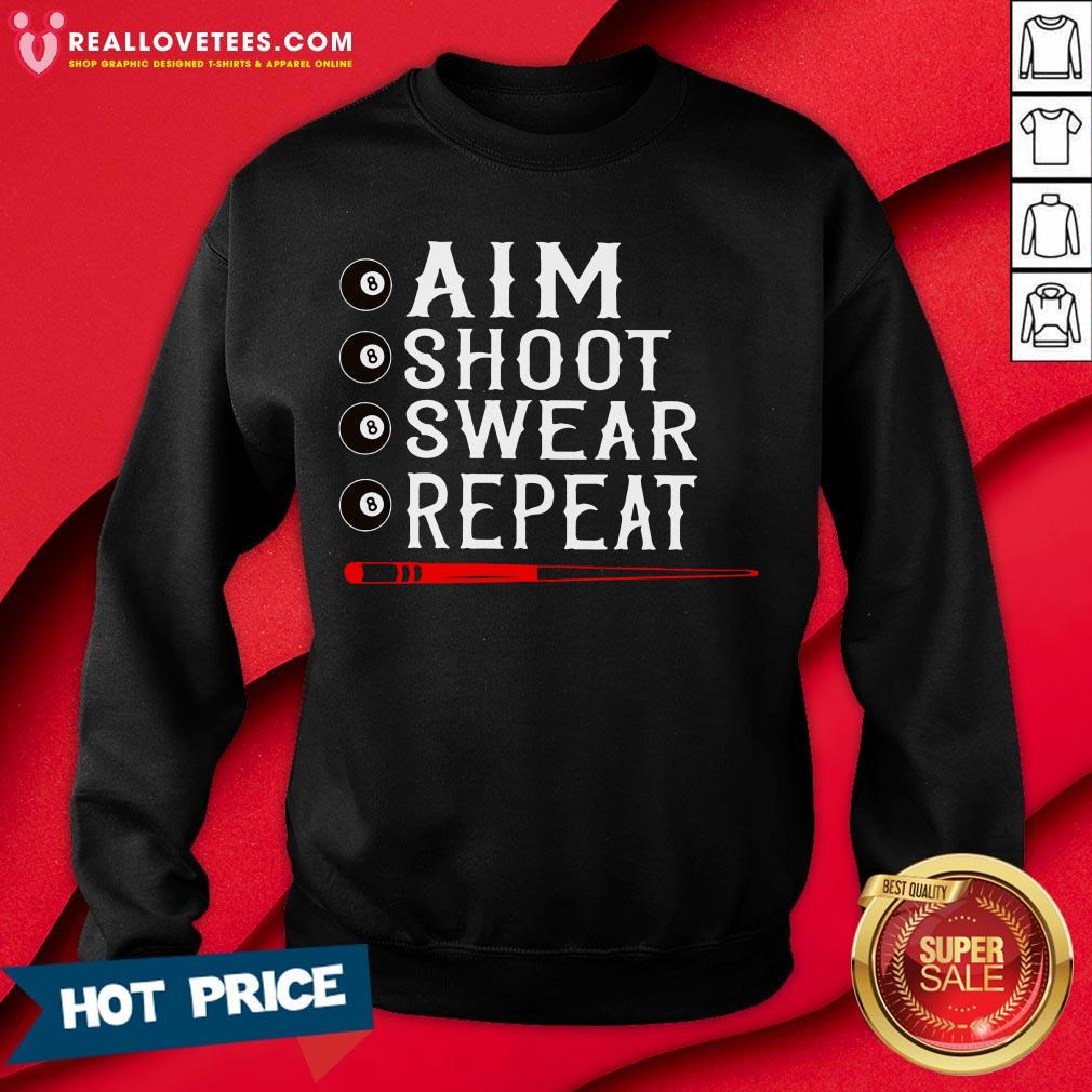 Happy Aim Shoot Swear Repeat Billiards Christmas Gift Shirt