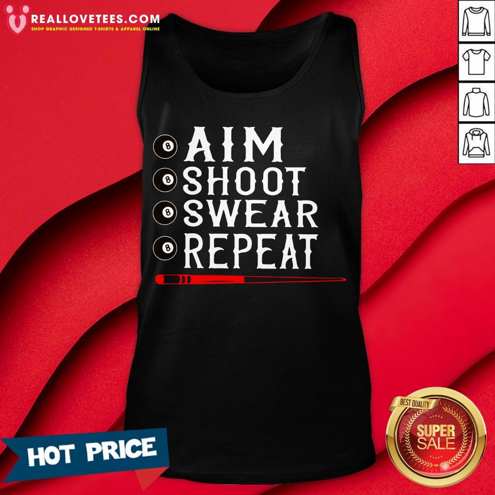 Happy Aim Shoot Swear Repeat Billiards Christmas Gift Shirt