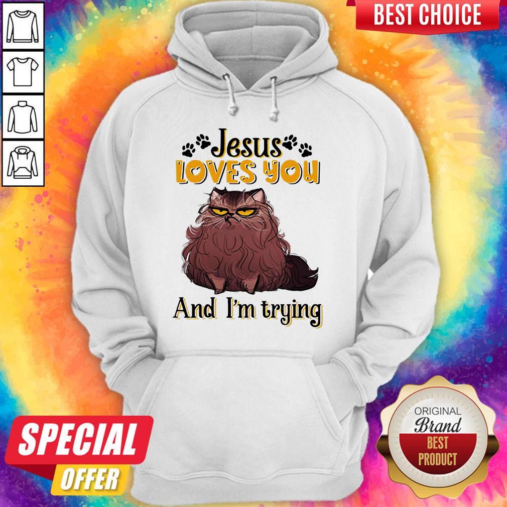 Happy Cat Brown Jesus Loves You And Im Trying Shirt