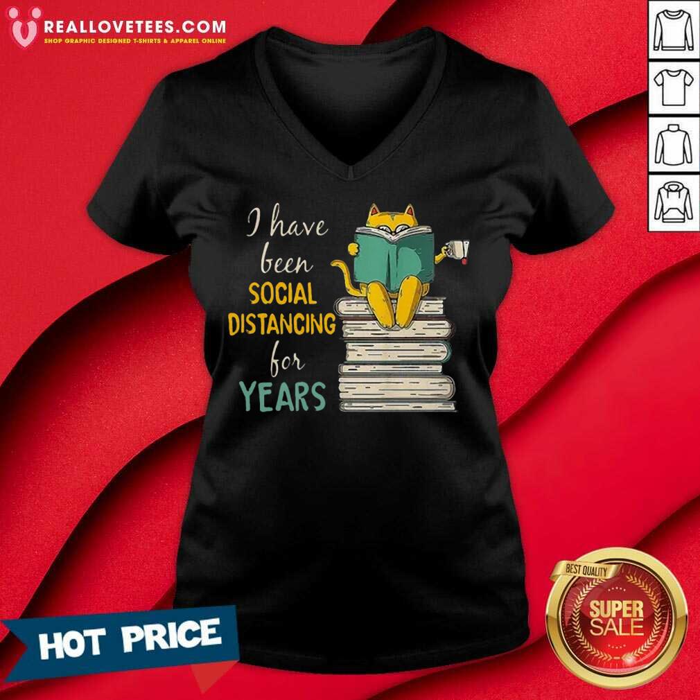 Happy Cat Read Books I Have Been Social Distancing COVID-19 Shirt