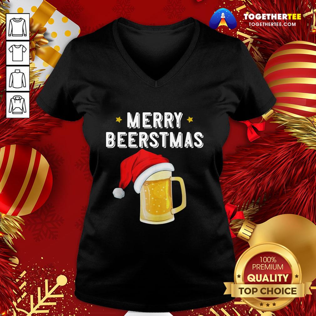 Happy Christmas Beer Merry Beerstmas Drinking Team Squad Ale Party Shirt
