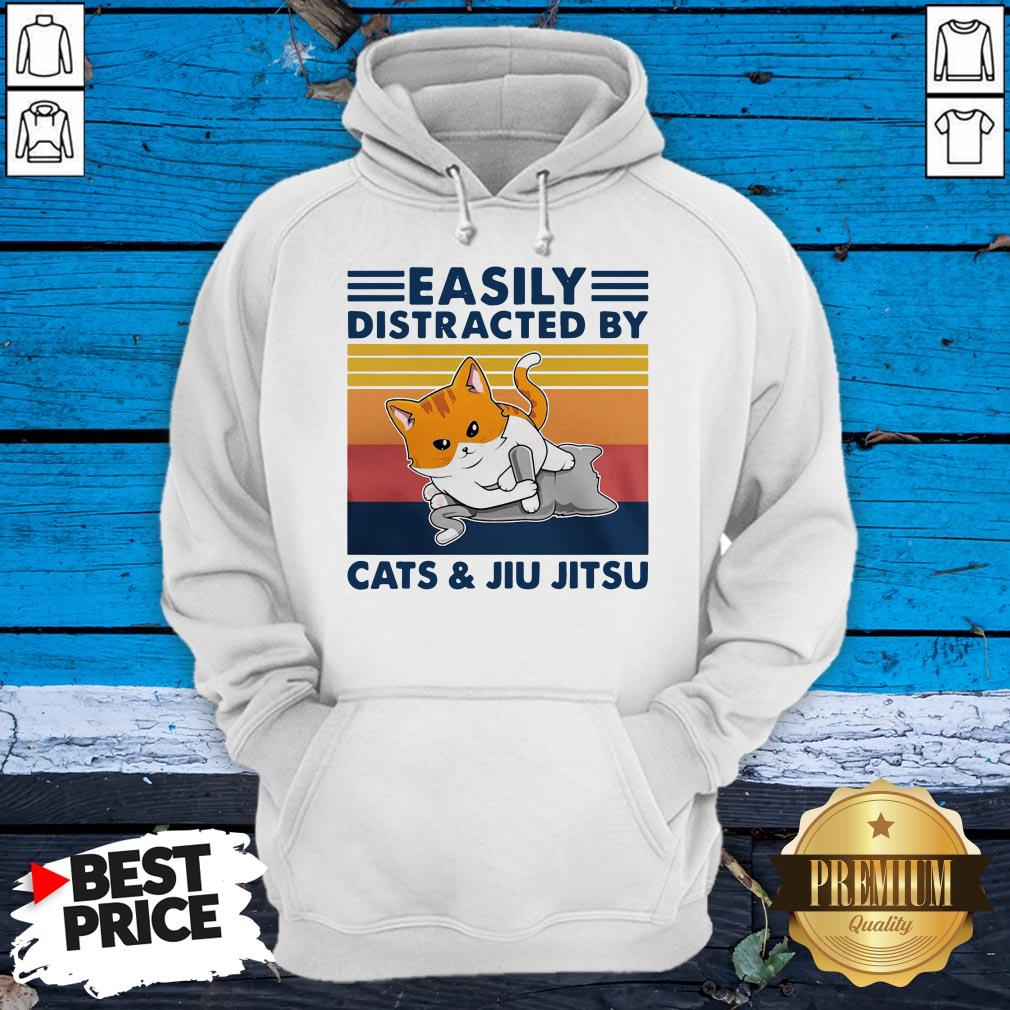 Happy Easily Distracted By Cats And Jiu Jitsu Shirt