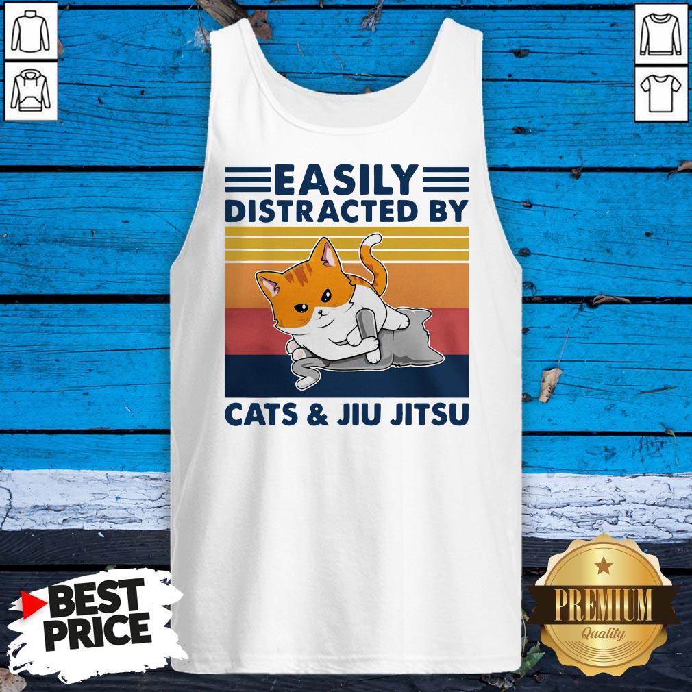 Happy Easily Distracted By Cats And Jiu Jitsu Shirt