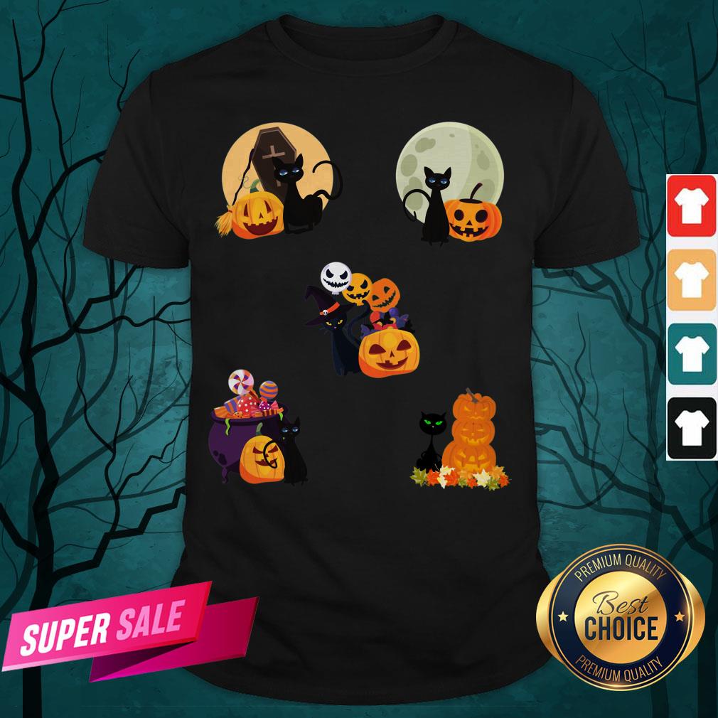 Happy Halloween Cat Pack Pumpkins Shirt