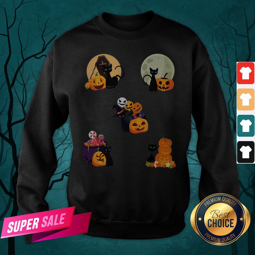 Happy Halloween Cat Pack Pumpkins Shirt