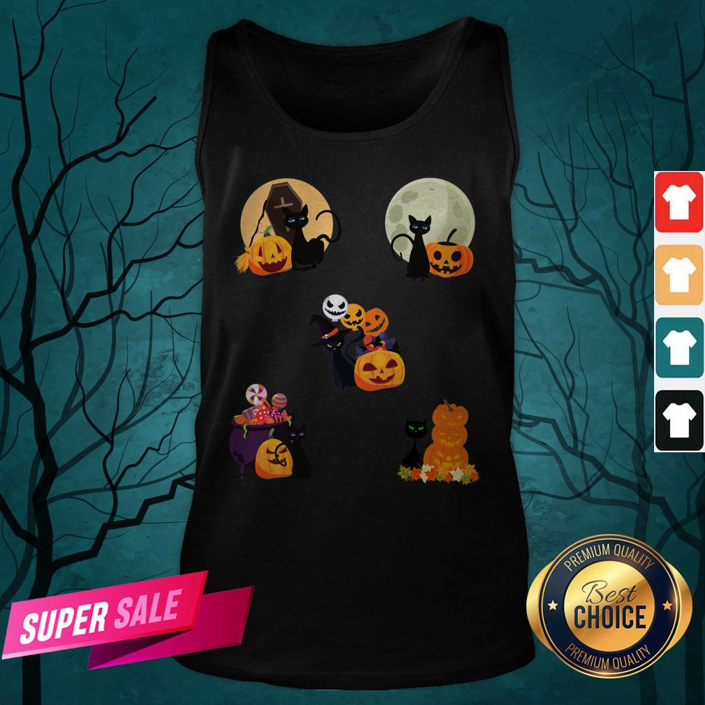Happy Halloween Cat Pack Pumpkins Shirt