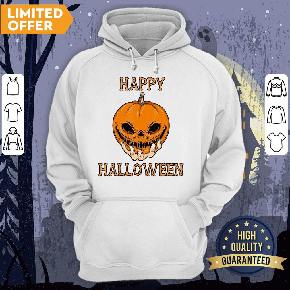 Happy Halloween Shirt Women Men Bones Scary Pumpkin Face T-Shirt