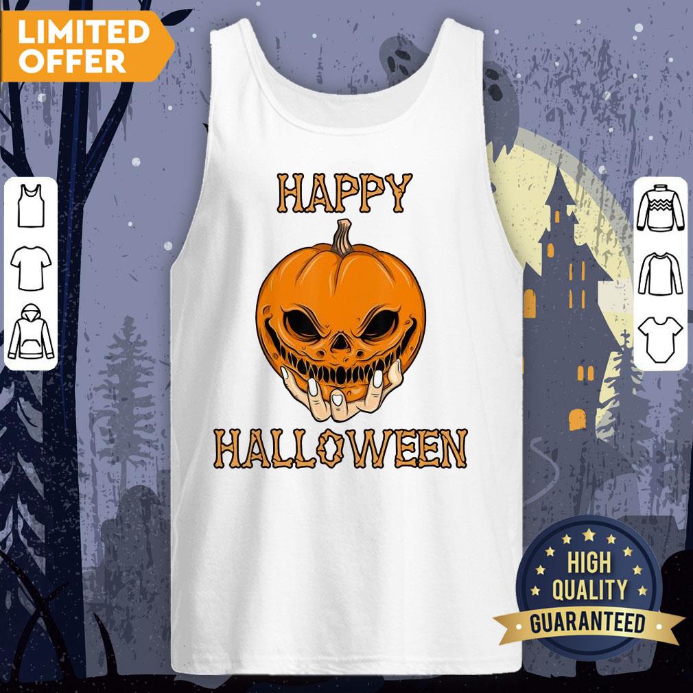 Happy Halloween Shirt Women Men Bones Scary Pumpkin Face T-Shirt
