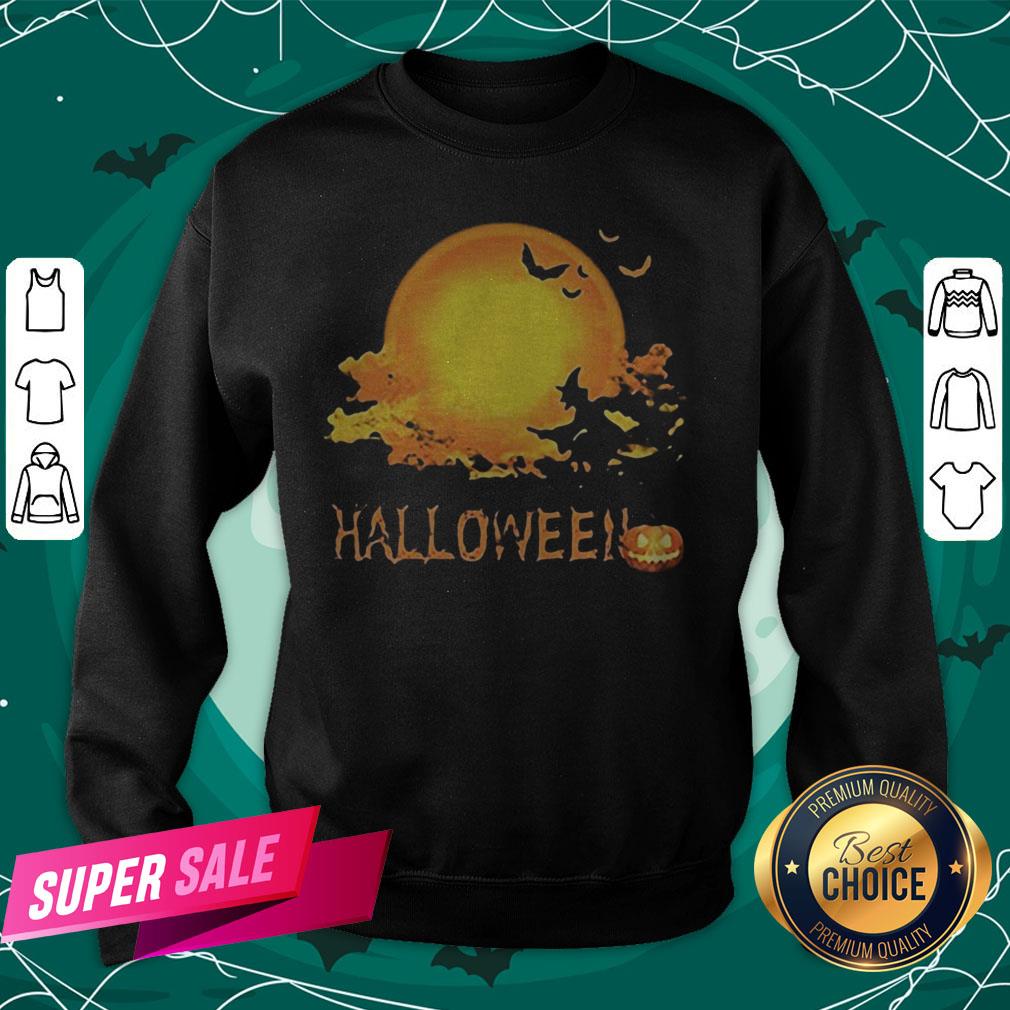 Happy Halloween Witch Bat And Pumpkin Moon Shirt