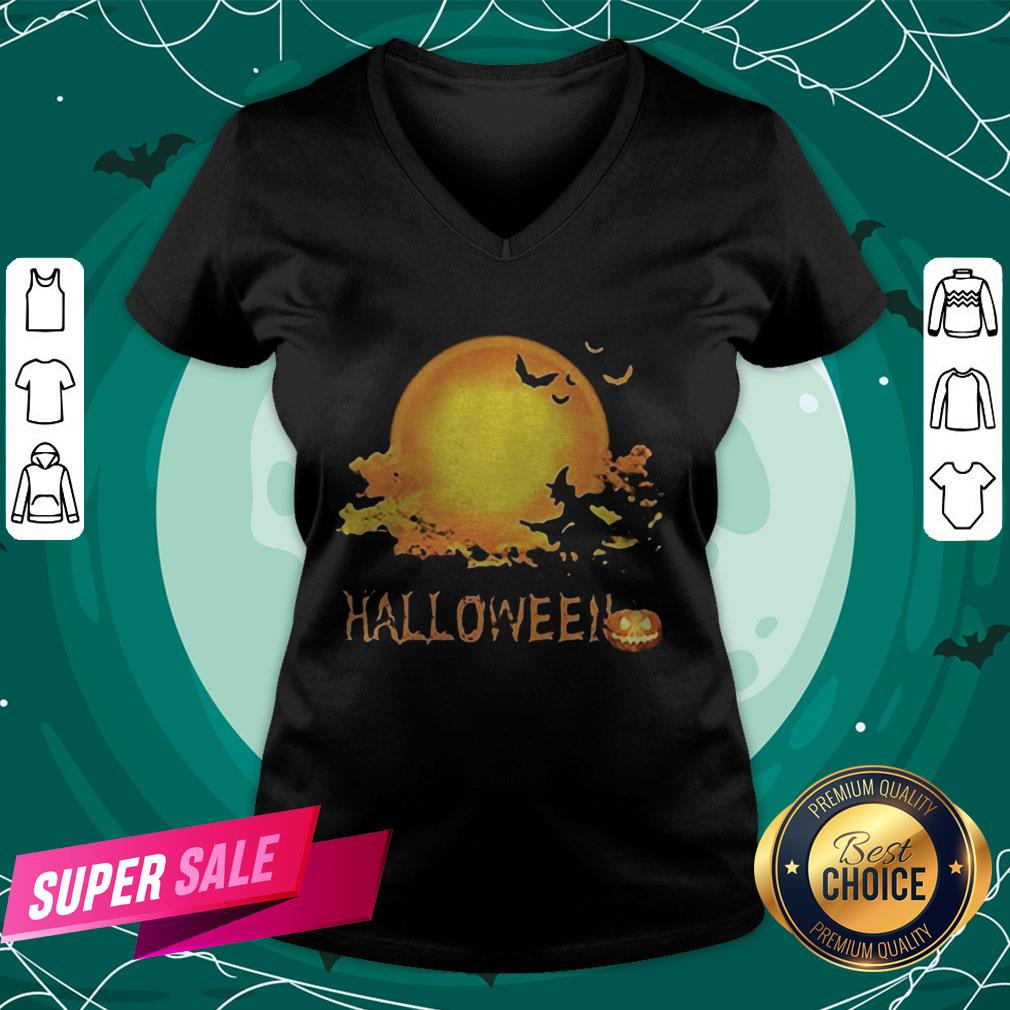 Happy Halloween Witch Bat And Pumpkin Moon Shirt