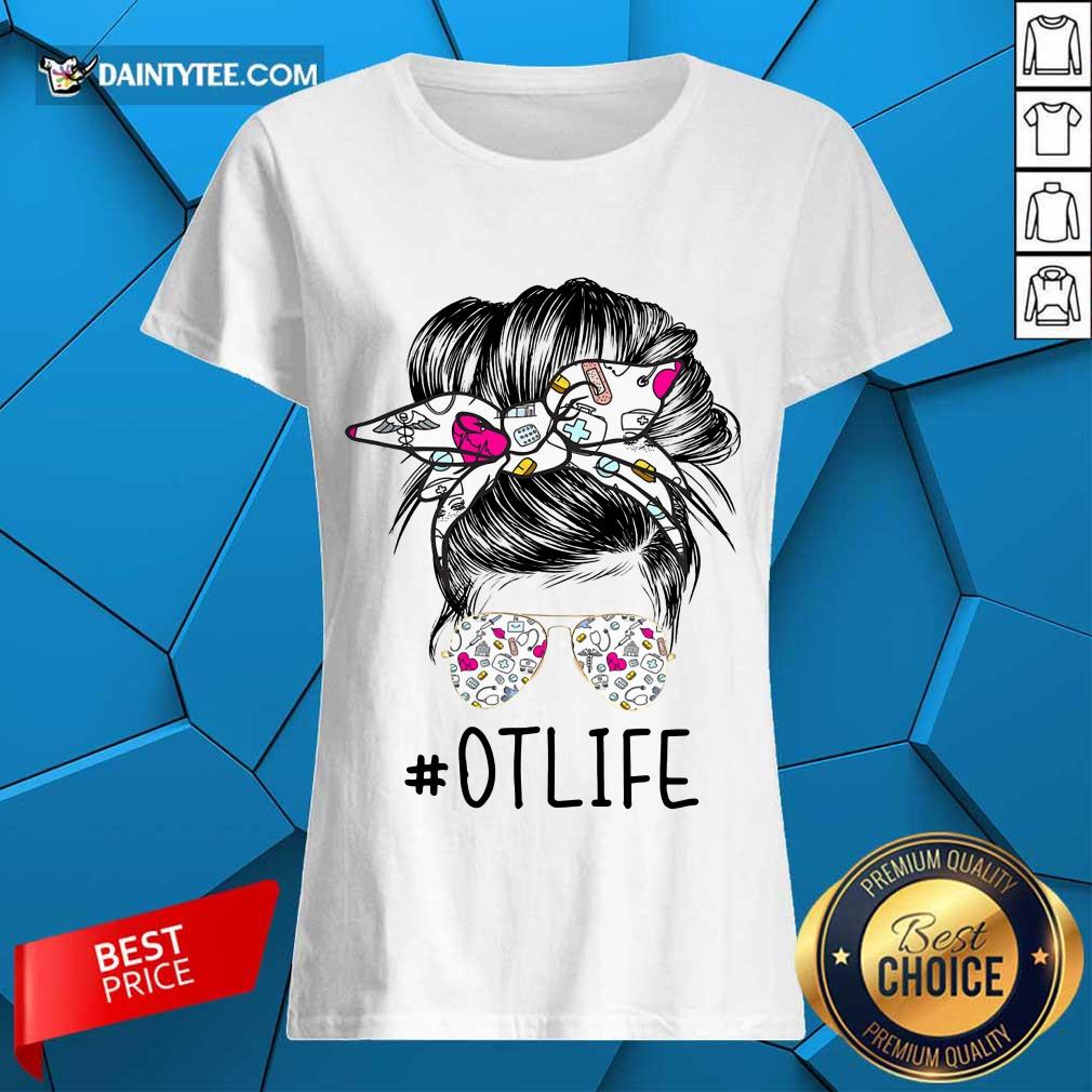 Happy Occupational Therapist Girl Bun Hair Glasses Shirt