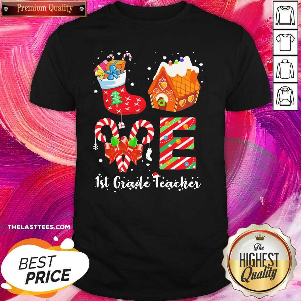 Happy Socks House 1st Grade Teacher Merry Christmas Shirt