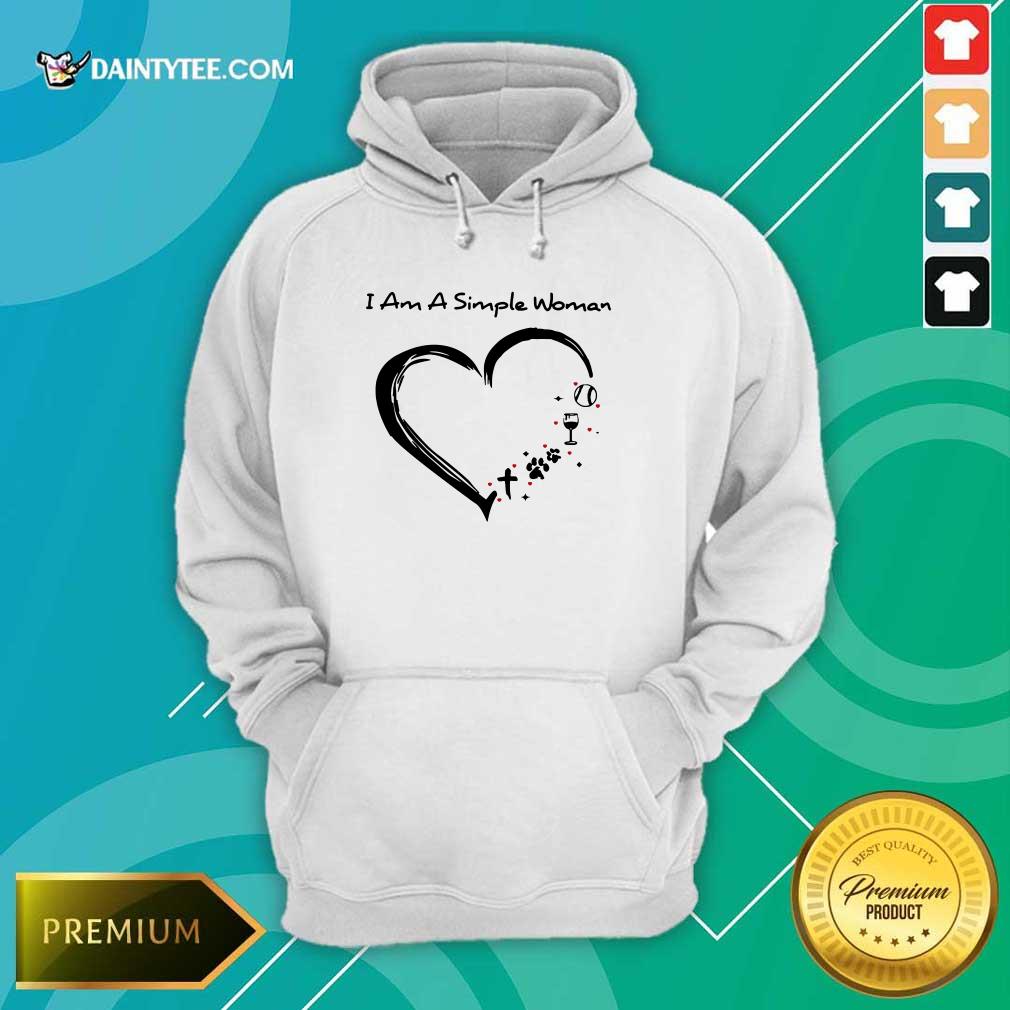 Heart I Am A Simple Woman Softball Wine Paw Cross Shirt