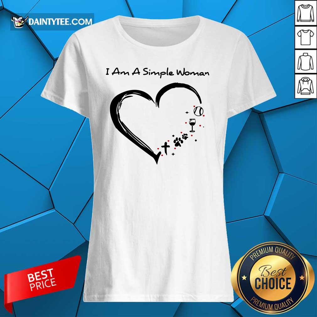 Heart I Am A Simple Woman Softball Wine Paw Cross Shirt