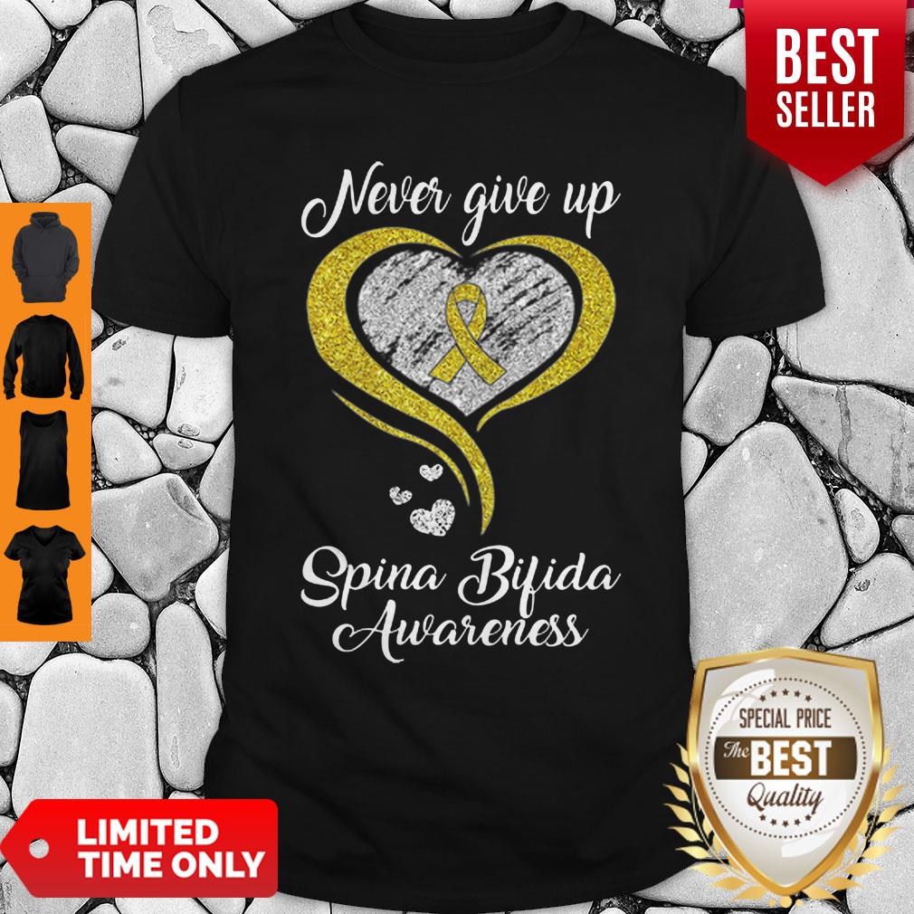 Heart Never Give Up Spina Bifida Awareness Shirt