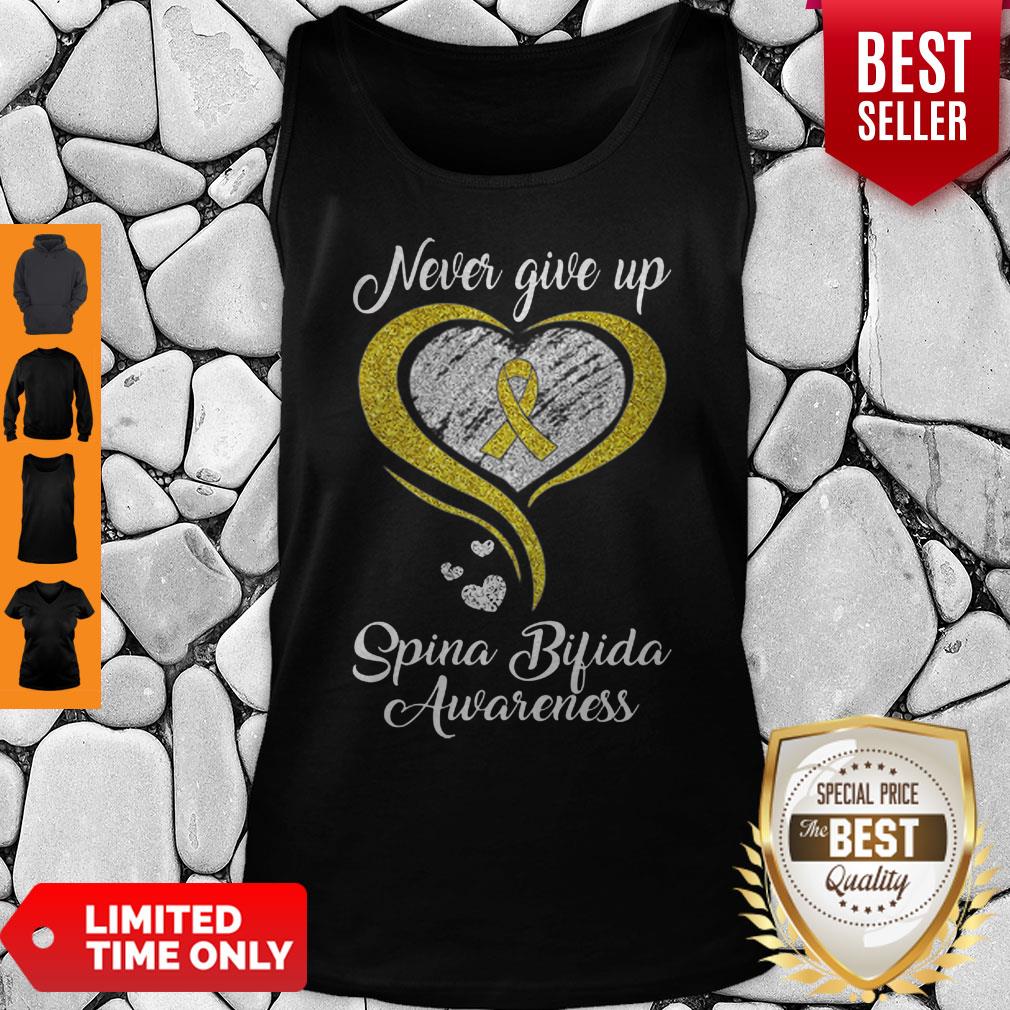 Heart Never Give Up Spina Bifida Awareness Shirt