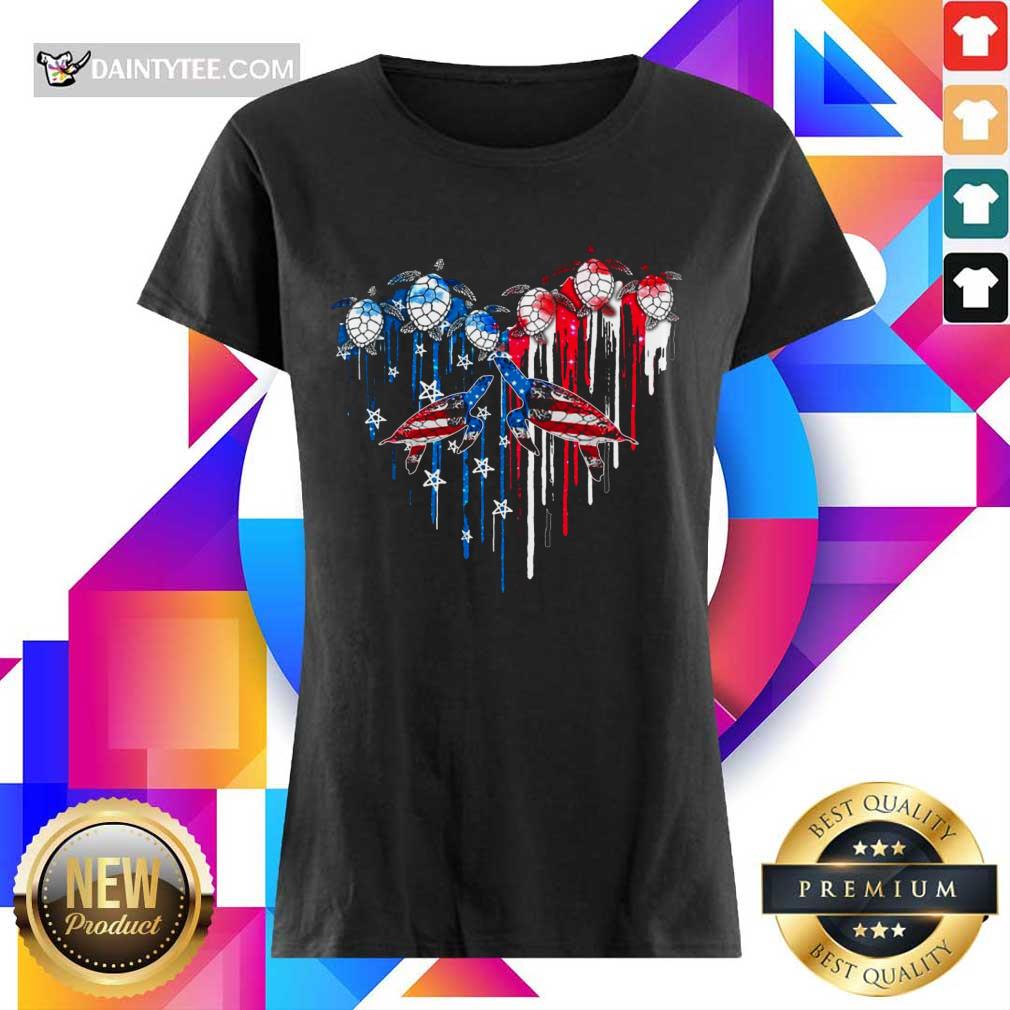 Heart Turtles American Flag Shirt
