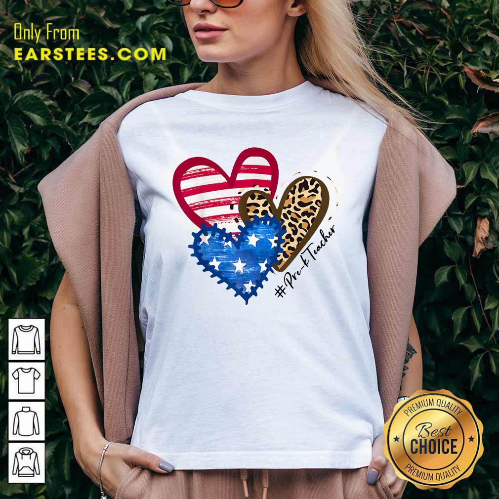 Heart USA Leopard Pre-k Teacher Shirt