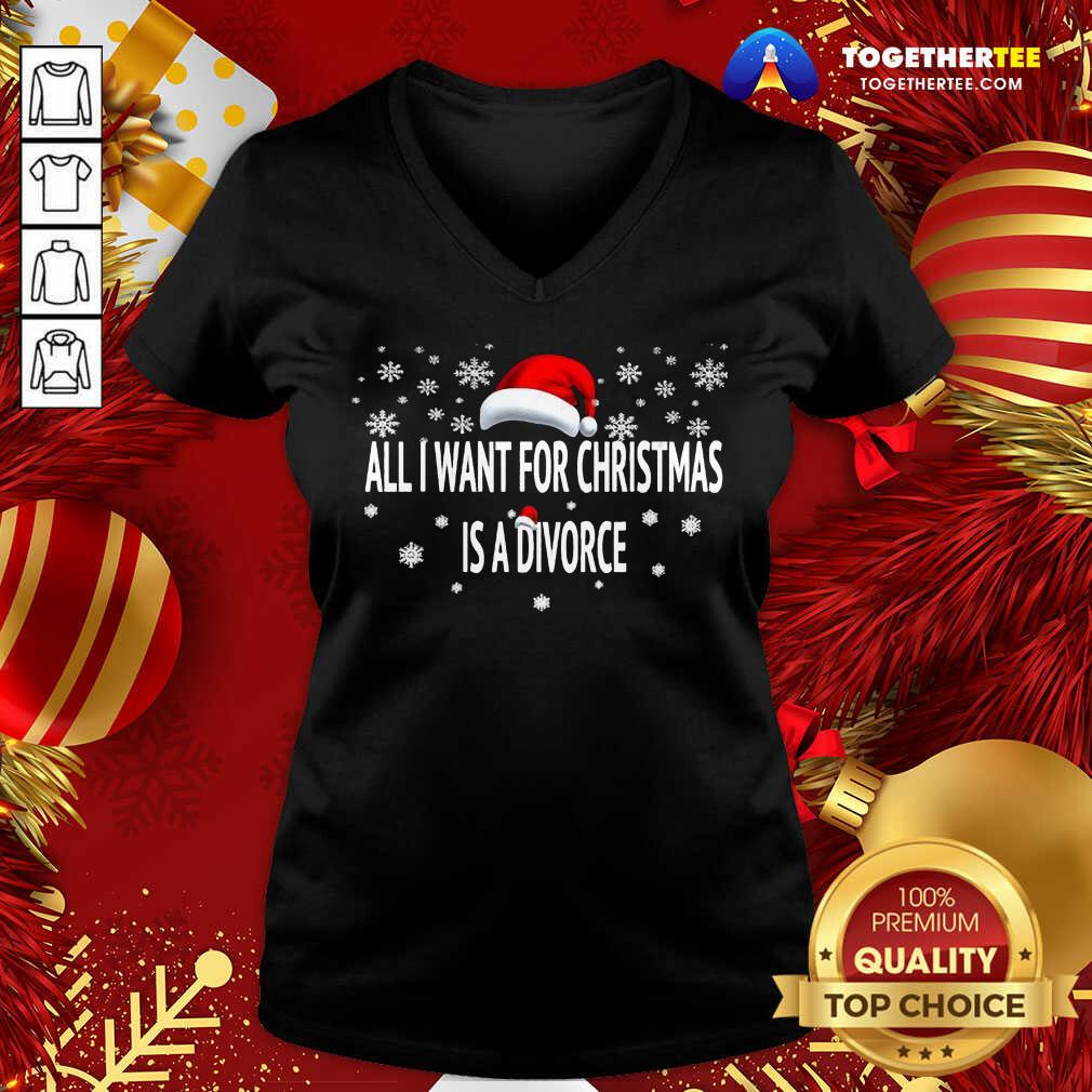 Hot All I Want For Christmas Is A Divorce Hat Santa Xmas Shirt