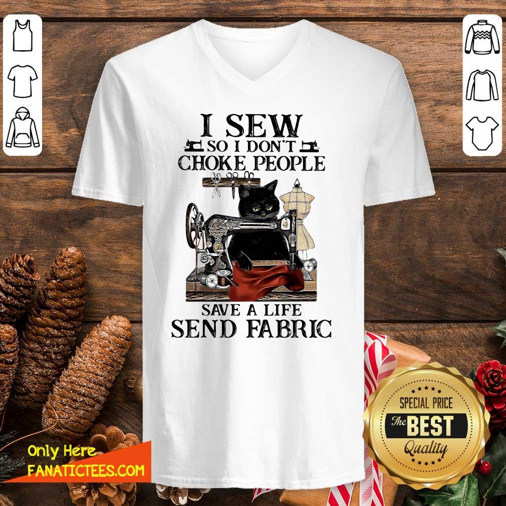 Hot Black Cat I Sew So I Don’t Choke People Save A Life Send Fabric Shirt