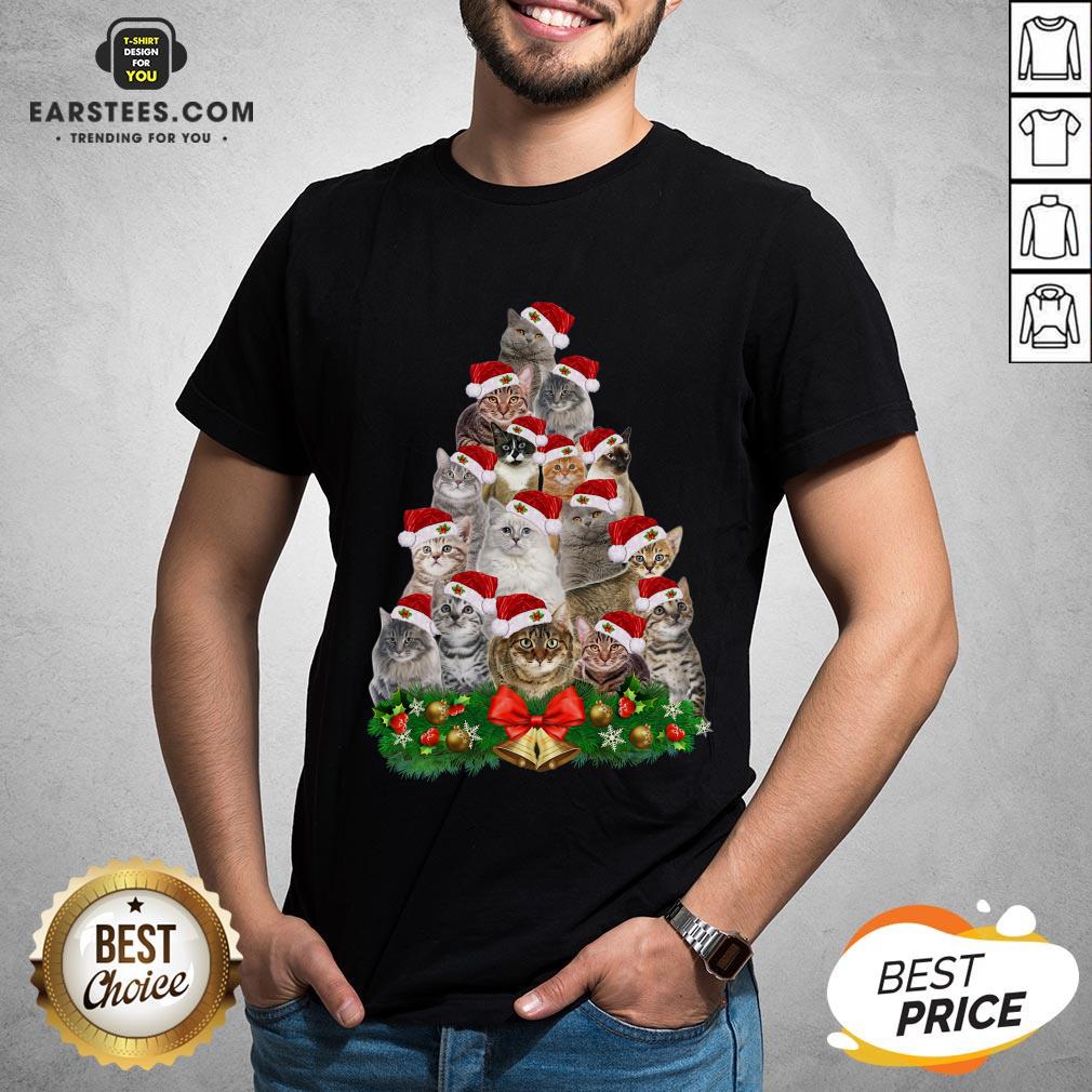 Hot Cats Tree Merry Christmas Shirt