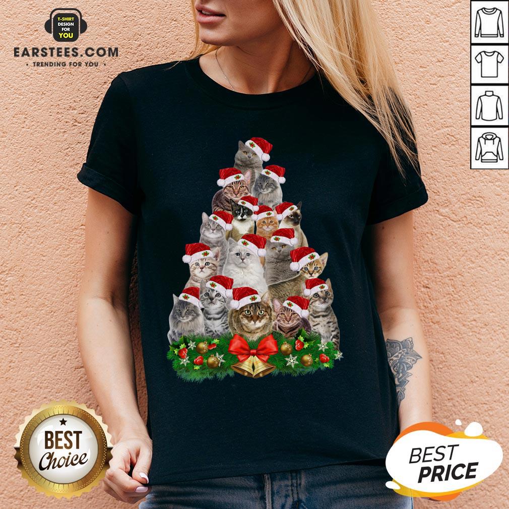 Hot Cats Tree Merry Christmas Shirt
