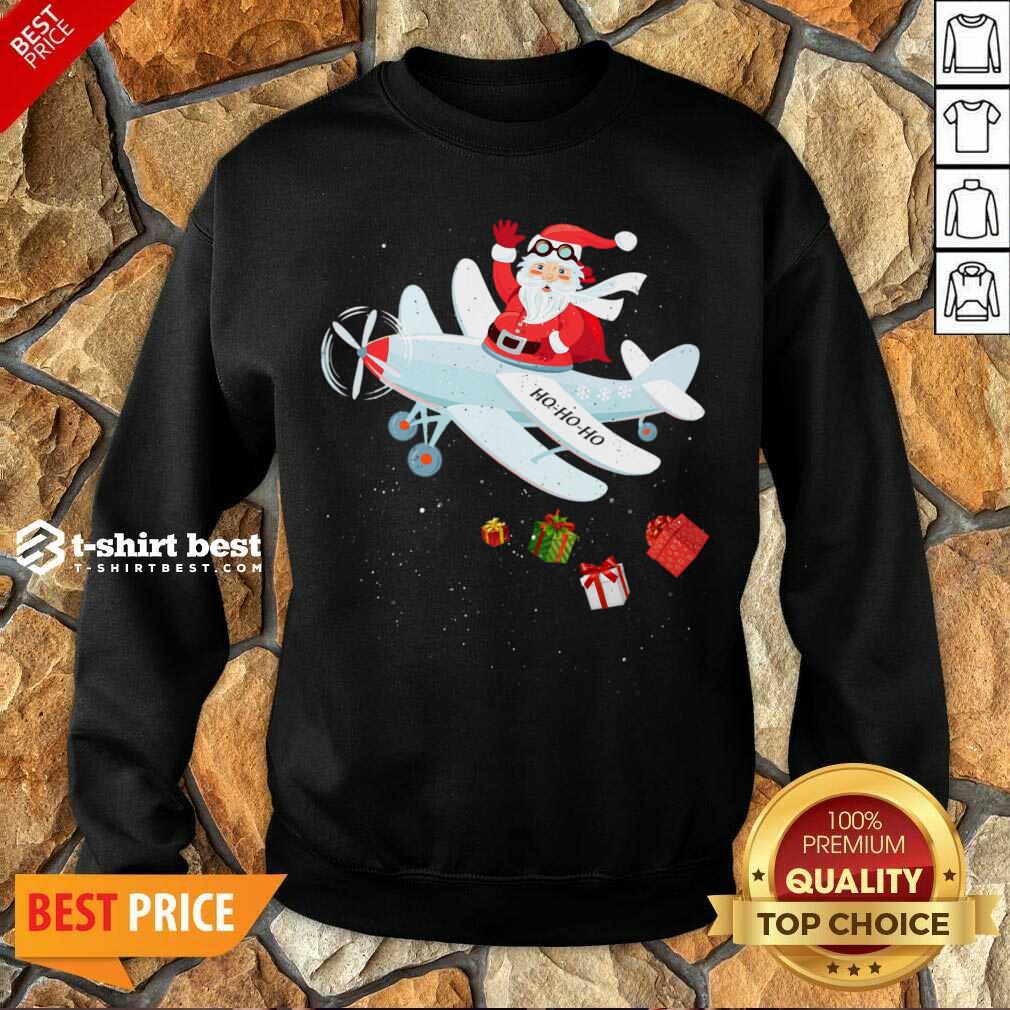 Hot Christmas Santa Claus Pilot Flying Airplane Xmas Gifts Shirt