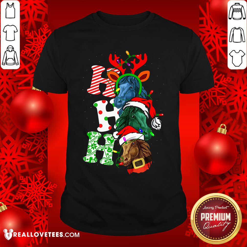 Hot Ho Ho Ho Horses Santa Elf Reindeer Merry Christmas Light Shirt